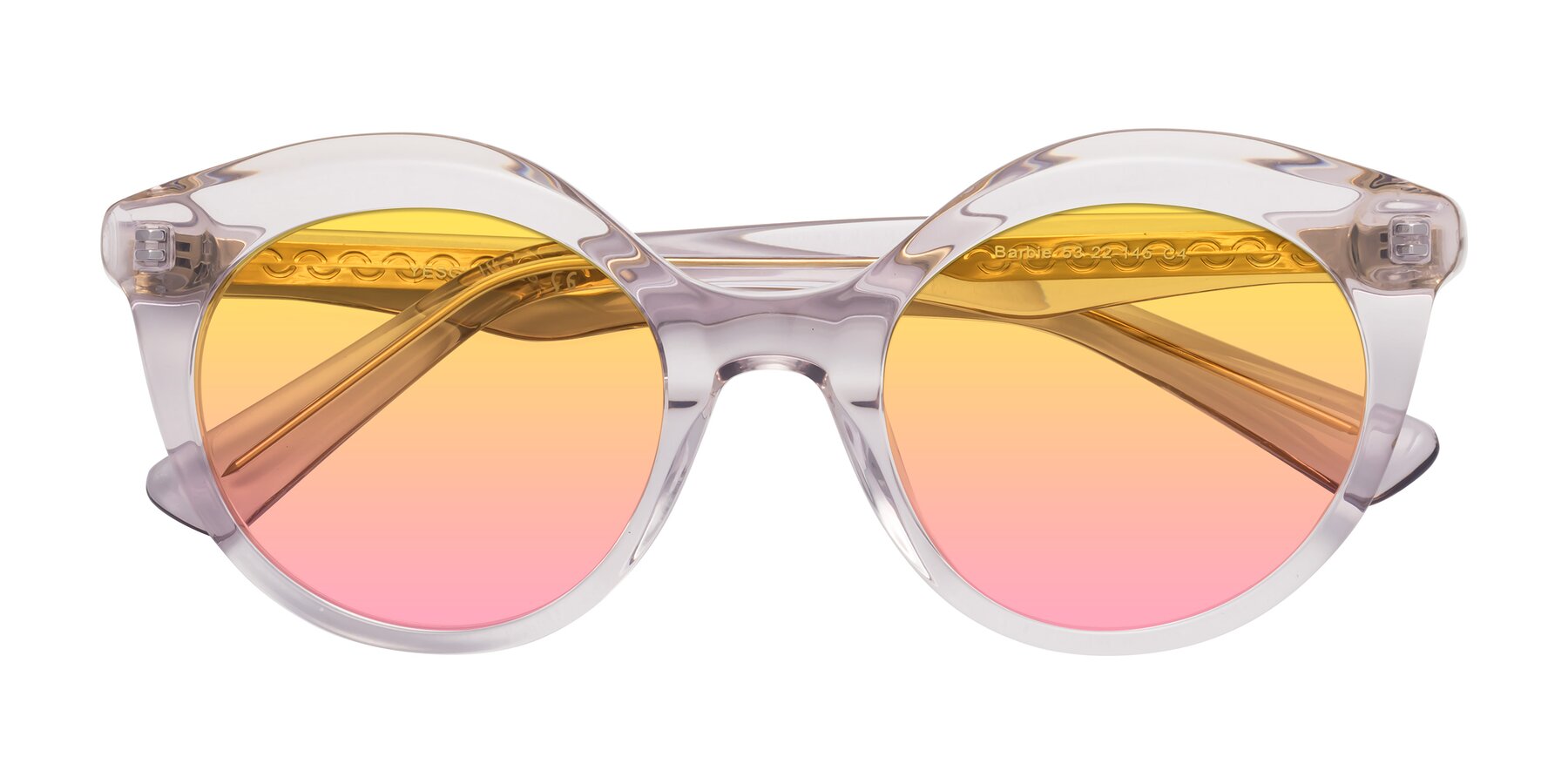 Folded Front of Barbie in Light Purple with Yellow / Pink Gradient Lenses