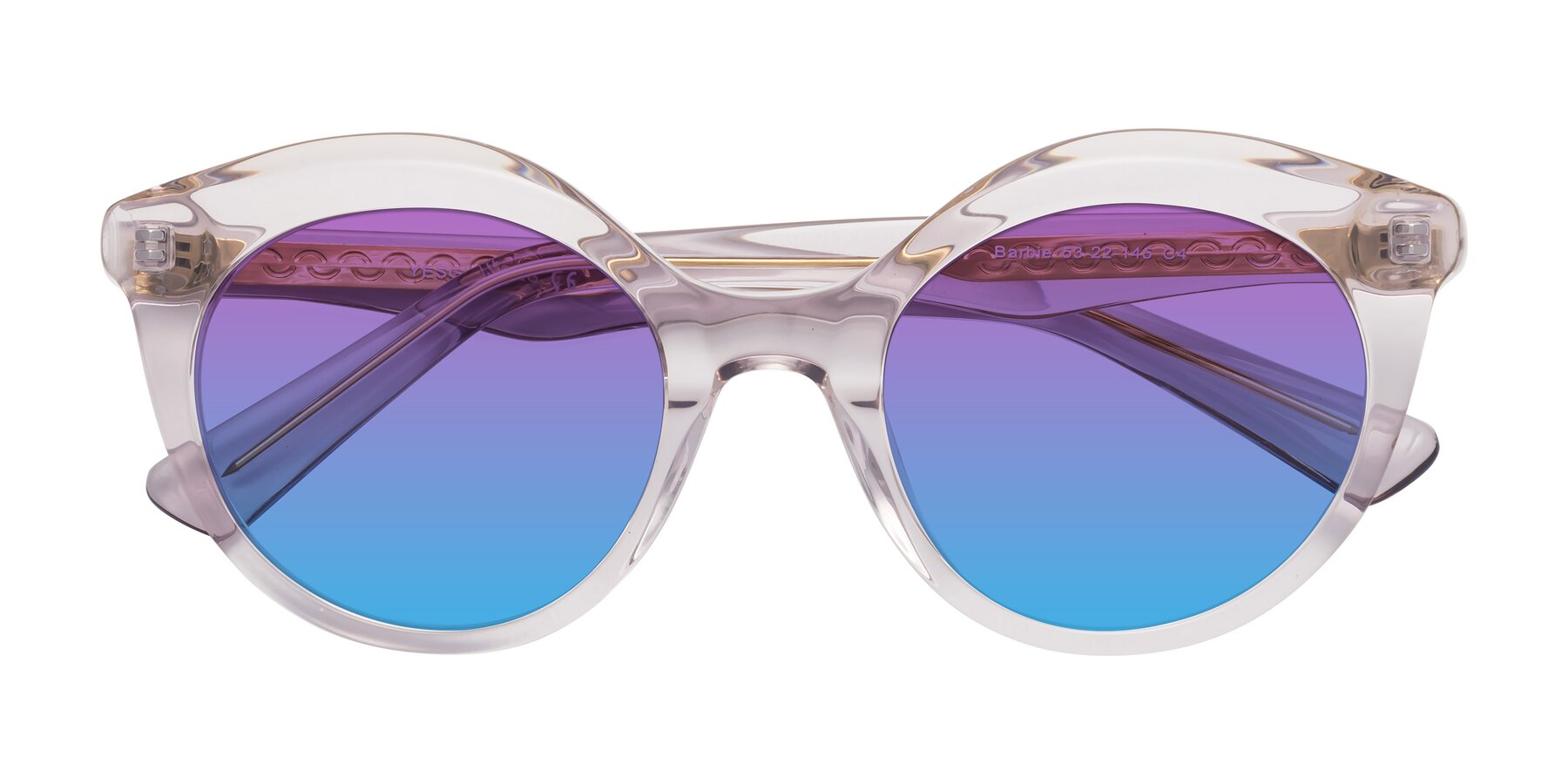 Folded Front of Barbie in Light Purple with Purple / Blue Gradient Lenses