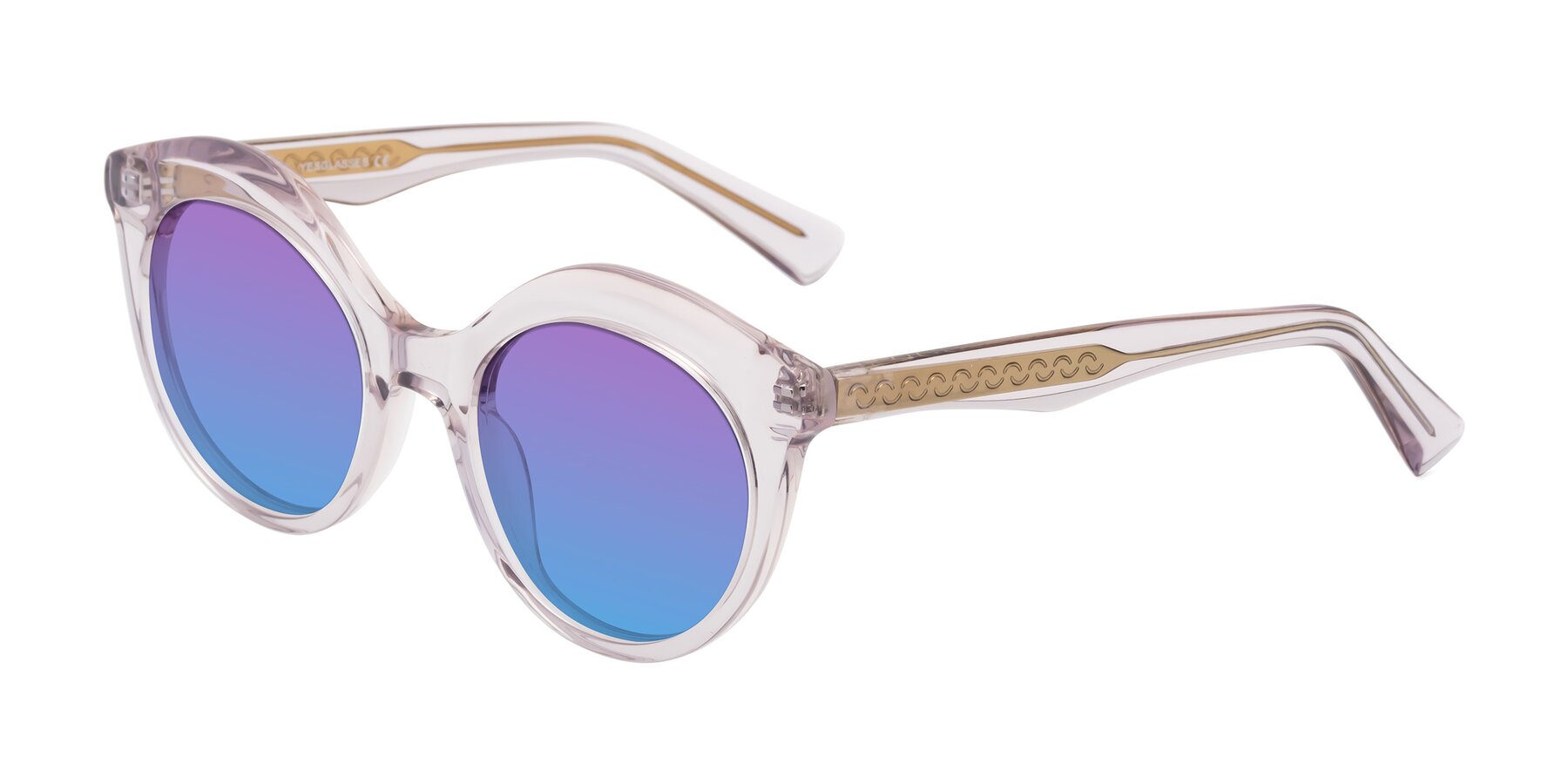 Angle of Barbie in Light Purple with Purple / Blue Gradient Lenses