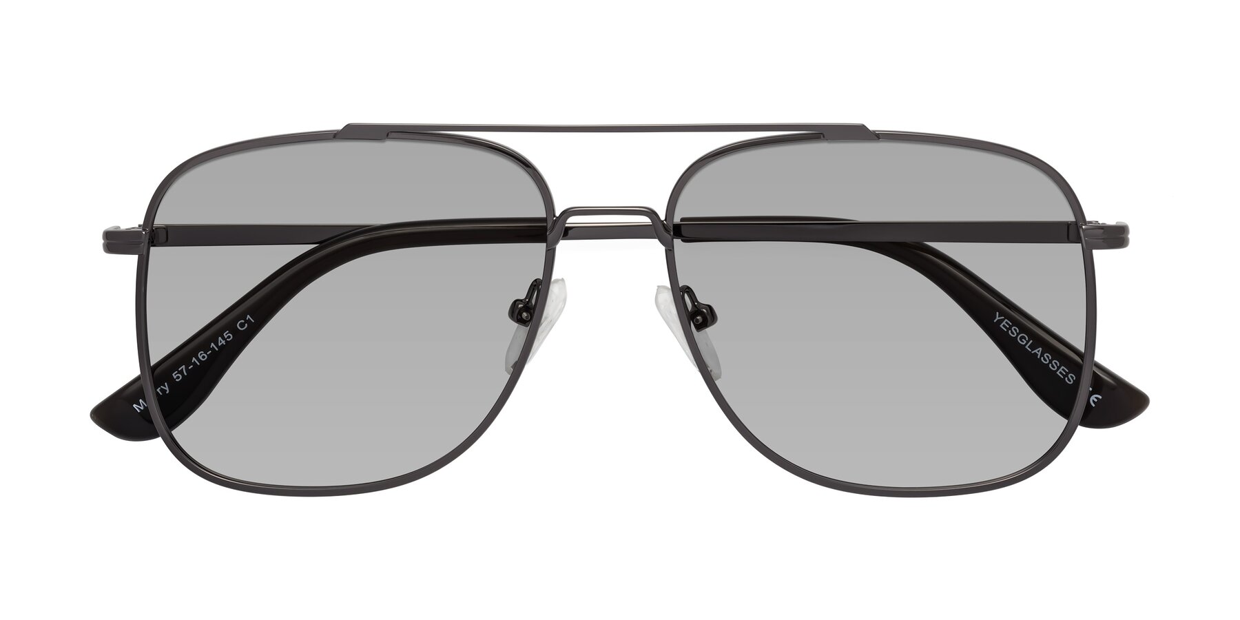 Folded Front of Merry in Gunmetal with Light Gray Tinted Lenses