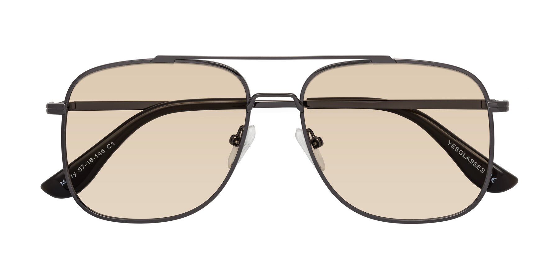 Folded Front of Merry in Gunmetal with Light Brown Tinted Lenses