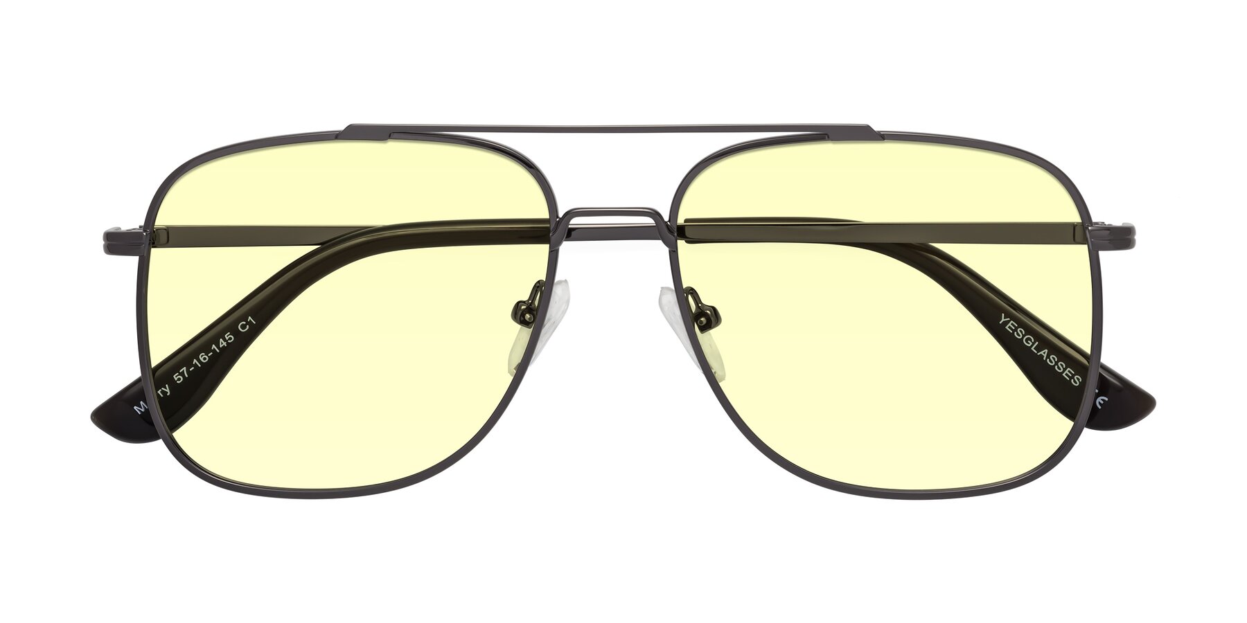 Folded Front of Merry in Gunmetal with Light Yellow Tinted Lenses