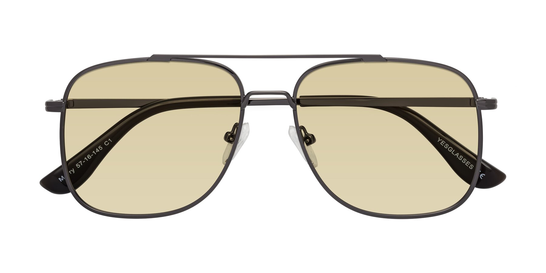 Folded Front of Merry in Gunmetal with Light Champagne Tinted Lenses