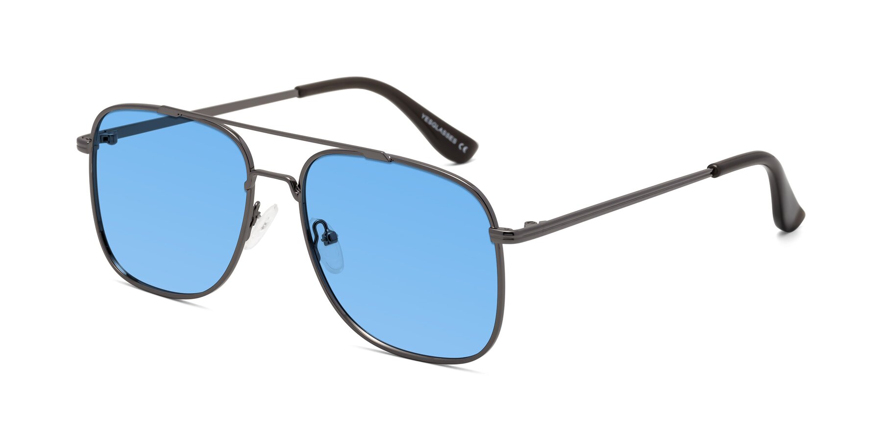 Angle of Merry in Gunmetal with Medium Blue Tinted Lenses