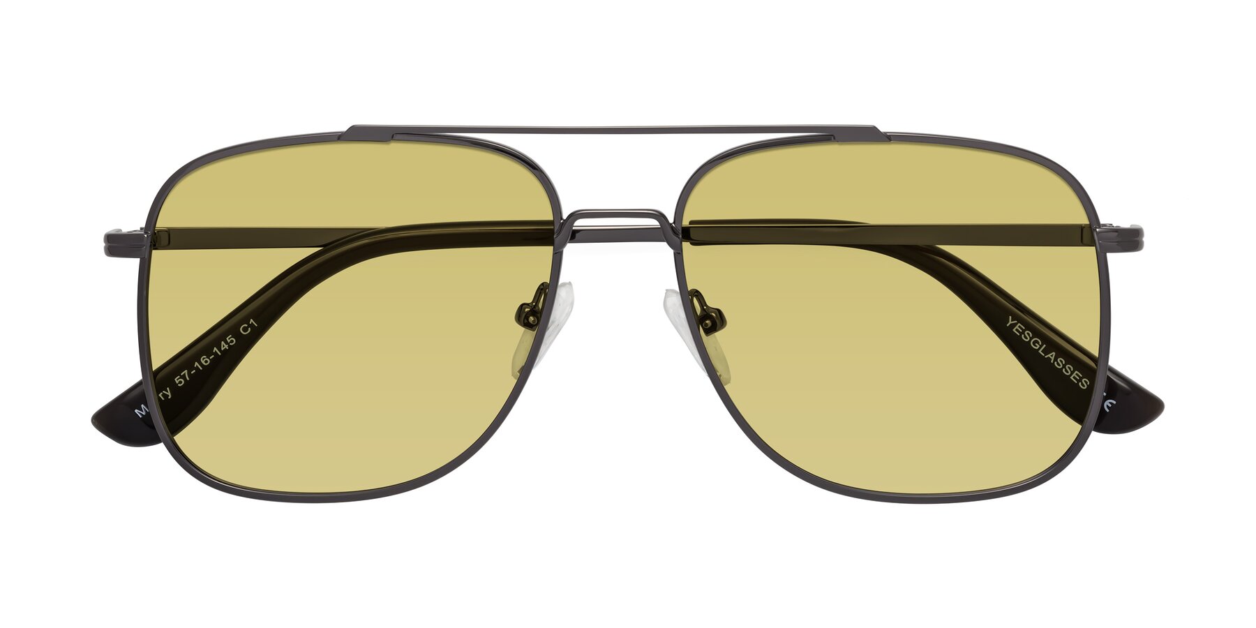 Folded Front of Merry in Gunmetal with Medium Champagne Tinted Lenses