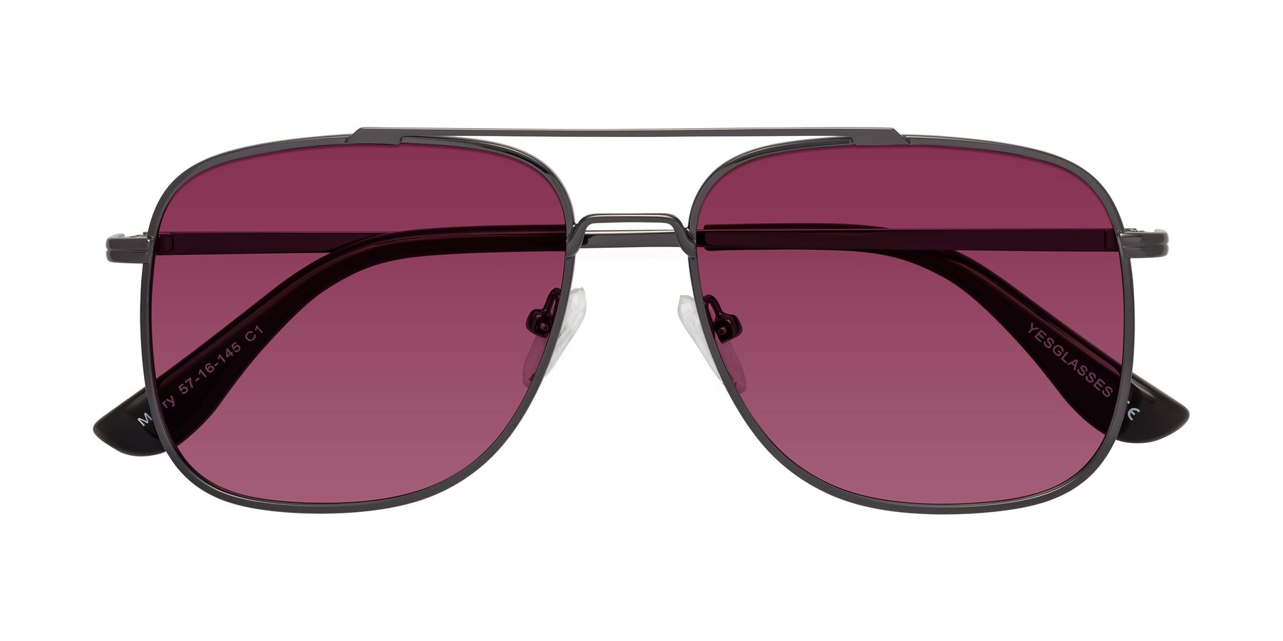 Folded Front of Merry in Gunmetal with Wine Tinted Lenses