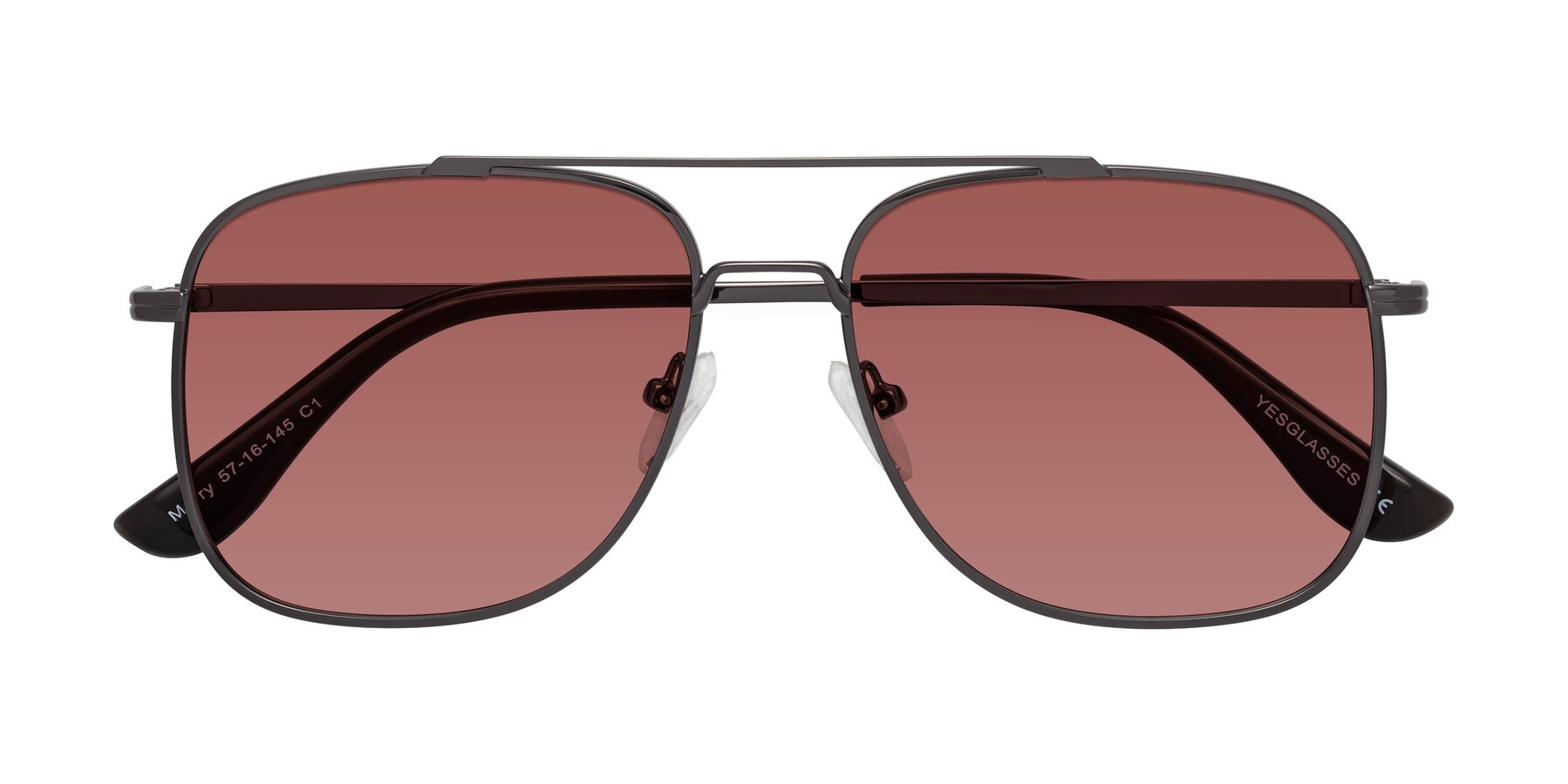 Folded Front of Merry in Gunmetal with Garnet Tinted Lenses