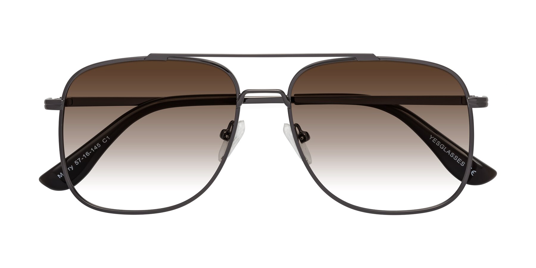 Folded Front of Merry in Gunmetal with Brown Gradient Lenses