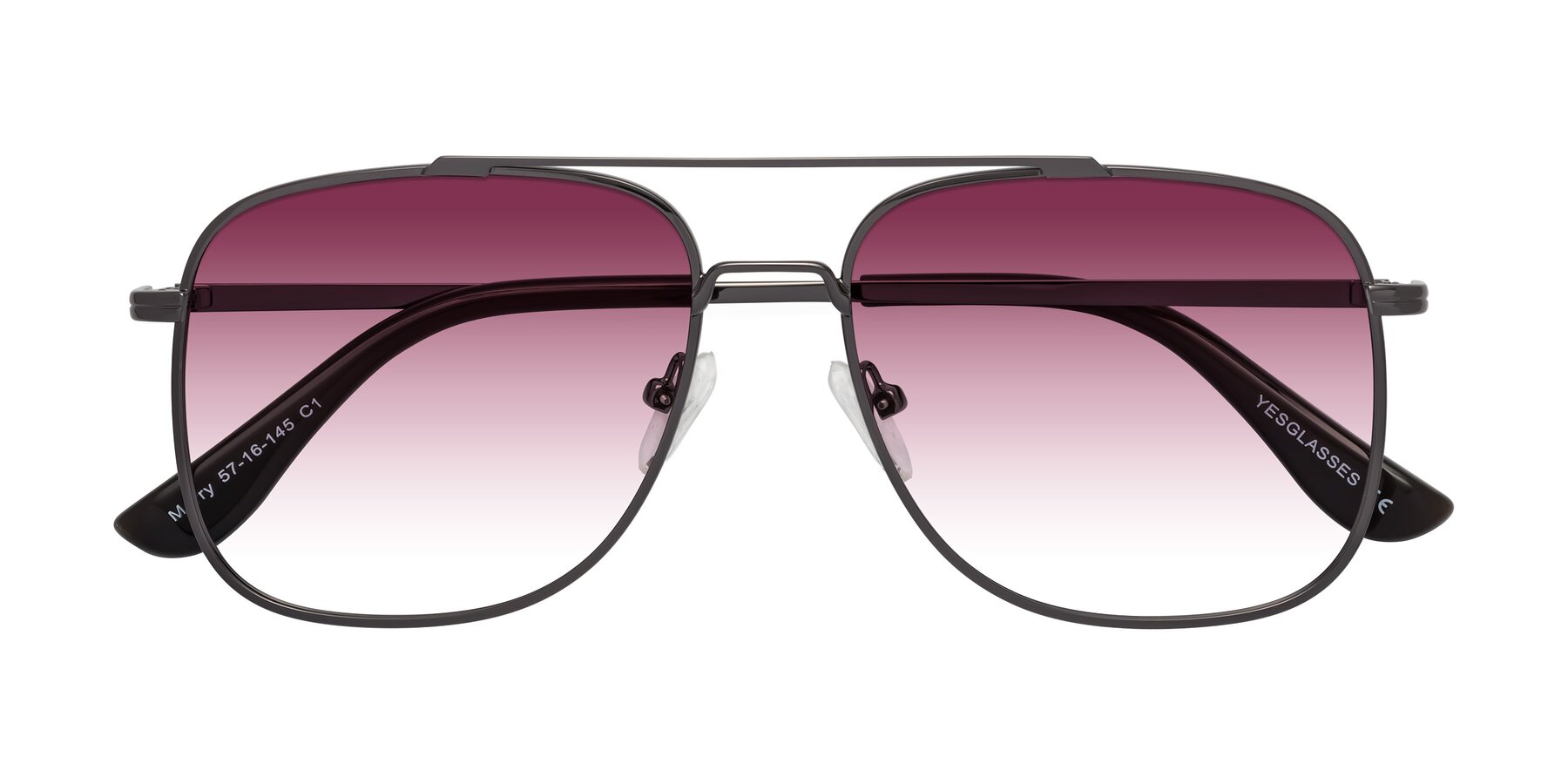 Folded Front of Merry in Gunmetal with Wine Gradient Lenses