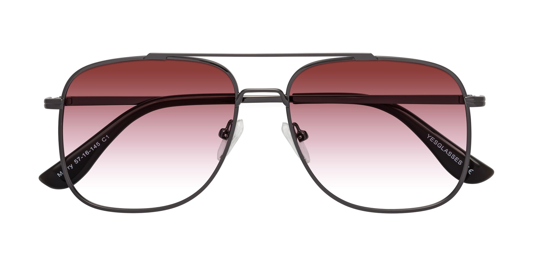 Folded Front of Merry in Gunmetal with Garnet Gradient Lenses