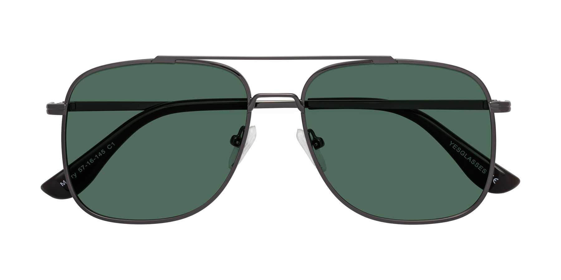 Folded Front of Merry in Gunmetal with Green Polarized Lenses