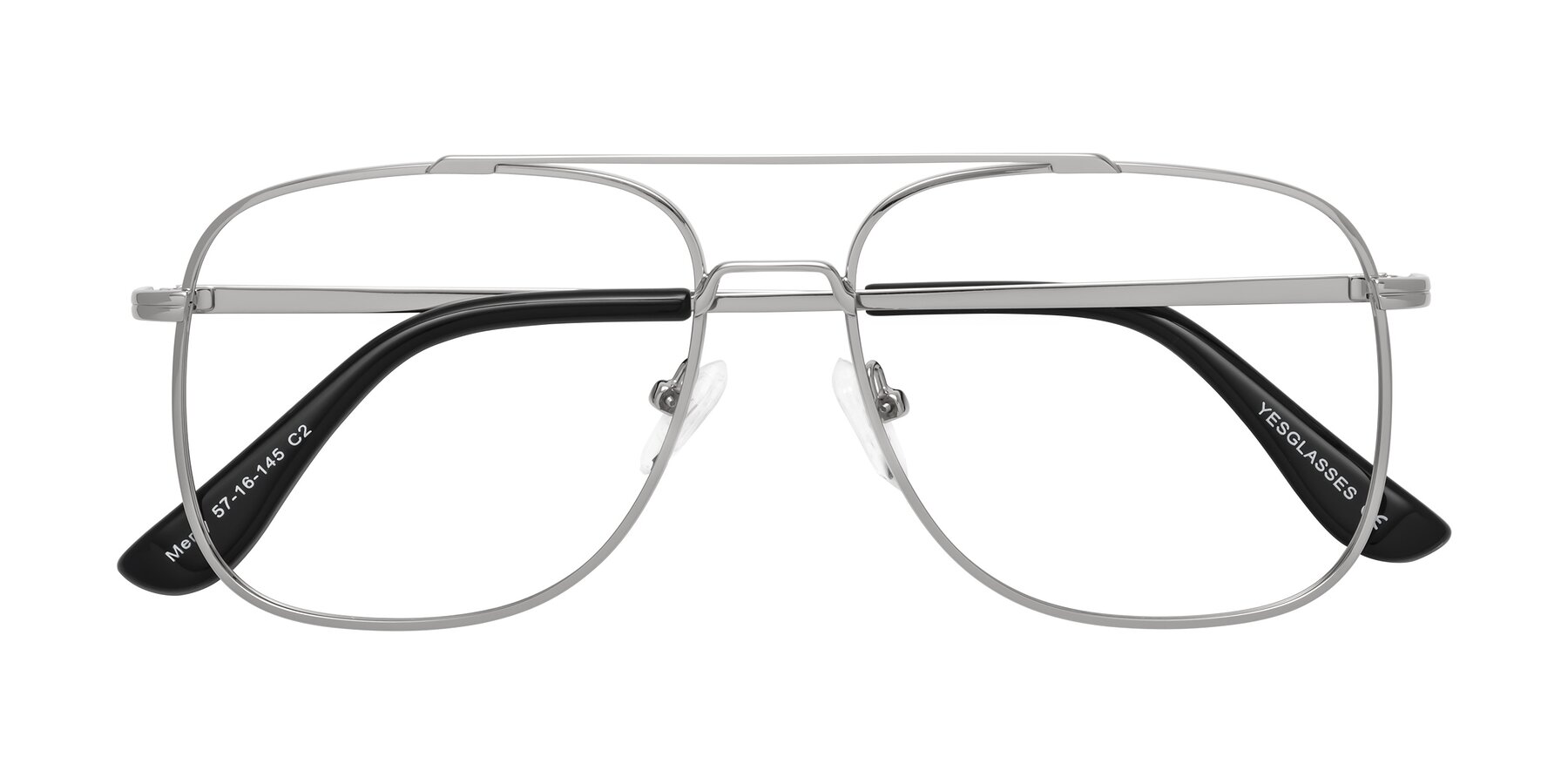 Folded Front of Merry in Silver with Clear Eyeglass Lenses