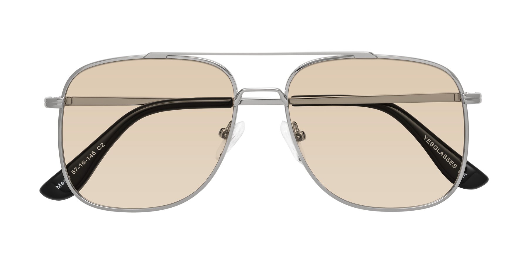 Folded Front of Merry in Silver with Light Brown Tinted Lenses