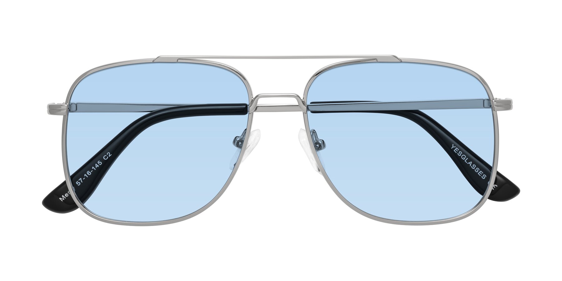 Folded Front of Merry in Silver with Light Blue Tinted Lenses