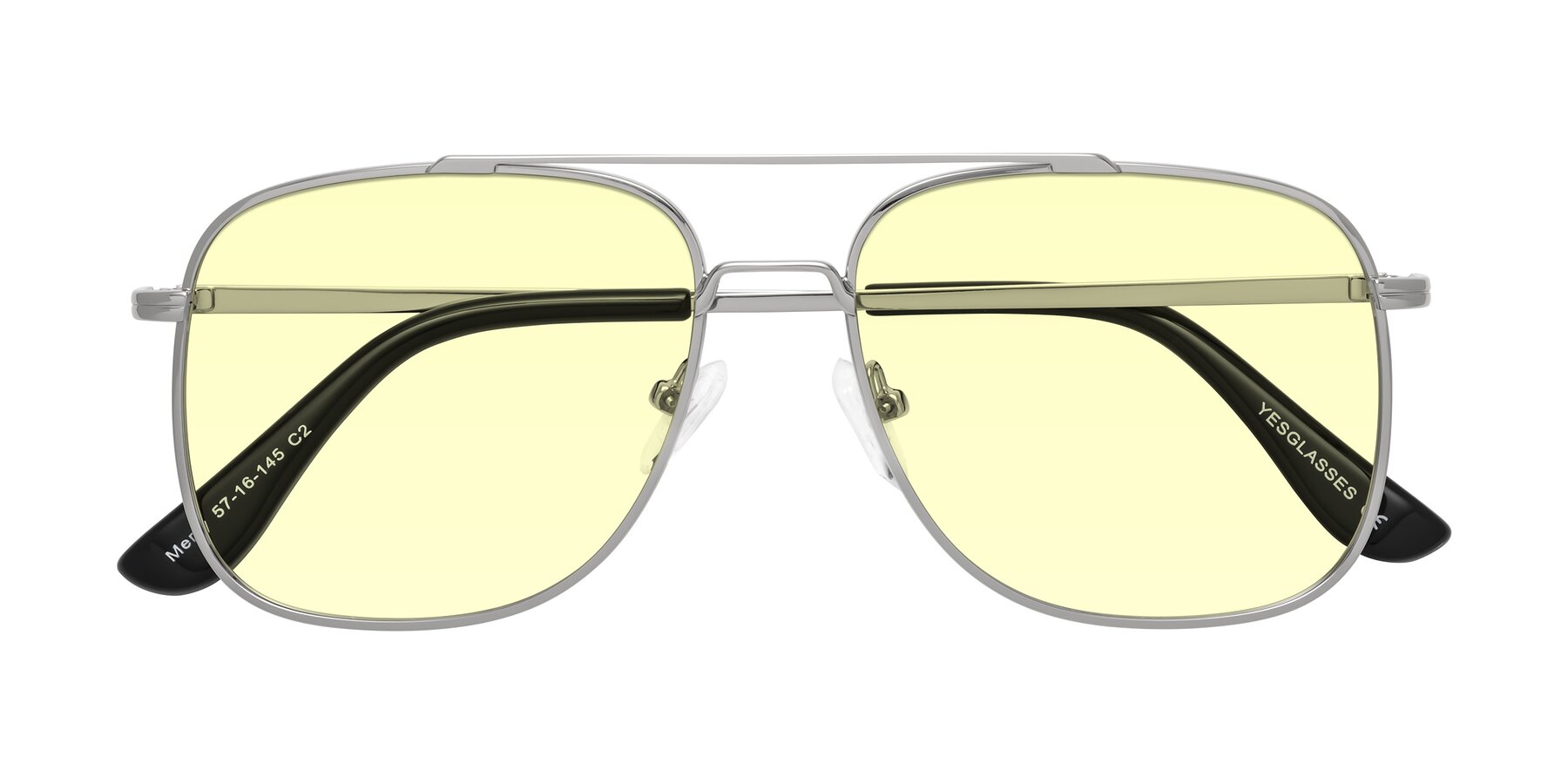 Folded Front of Merry in Silver with Light Yellow Tinted Lenses