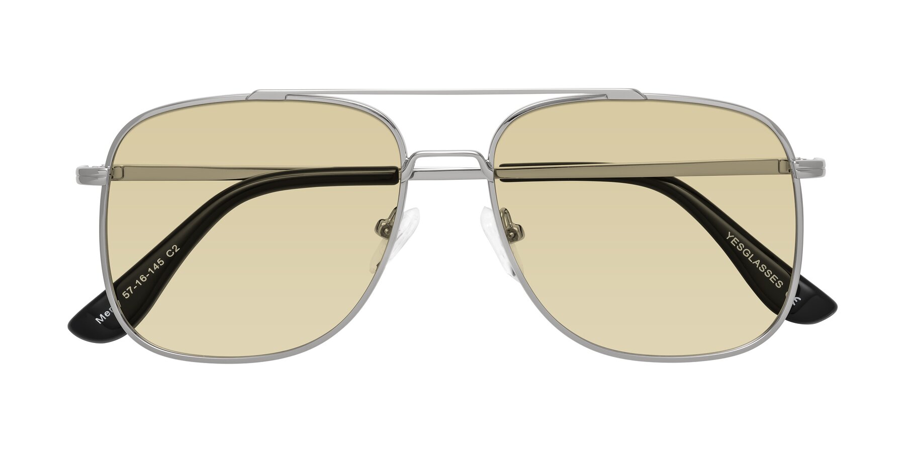 Folded Front of Merry in Silver with Light Champagne Tinted Lenses