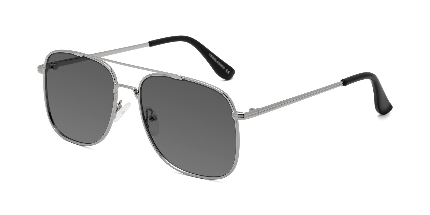 Angle of Merry in Silver with Medium Gray Tinted Lenses