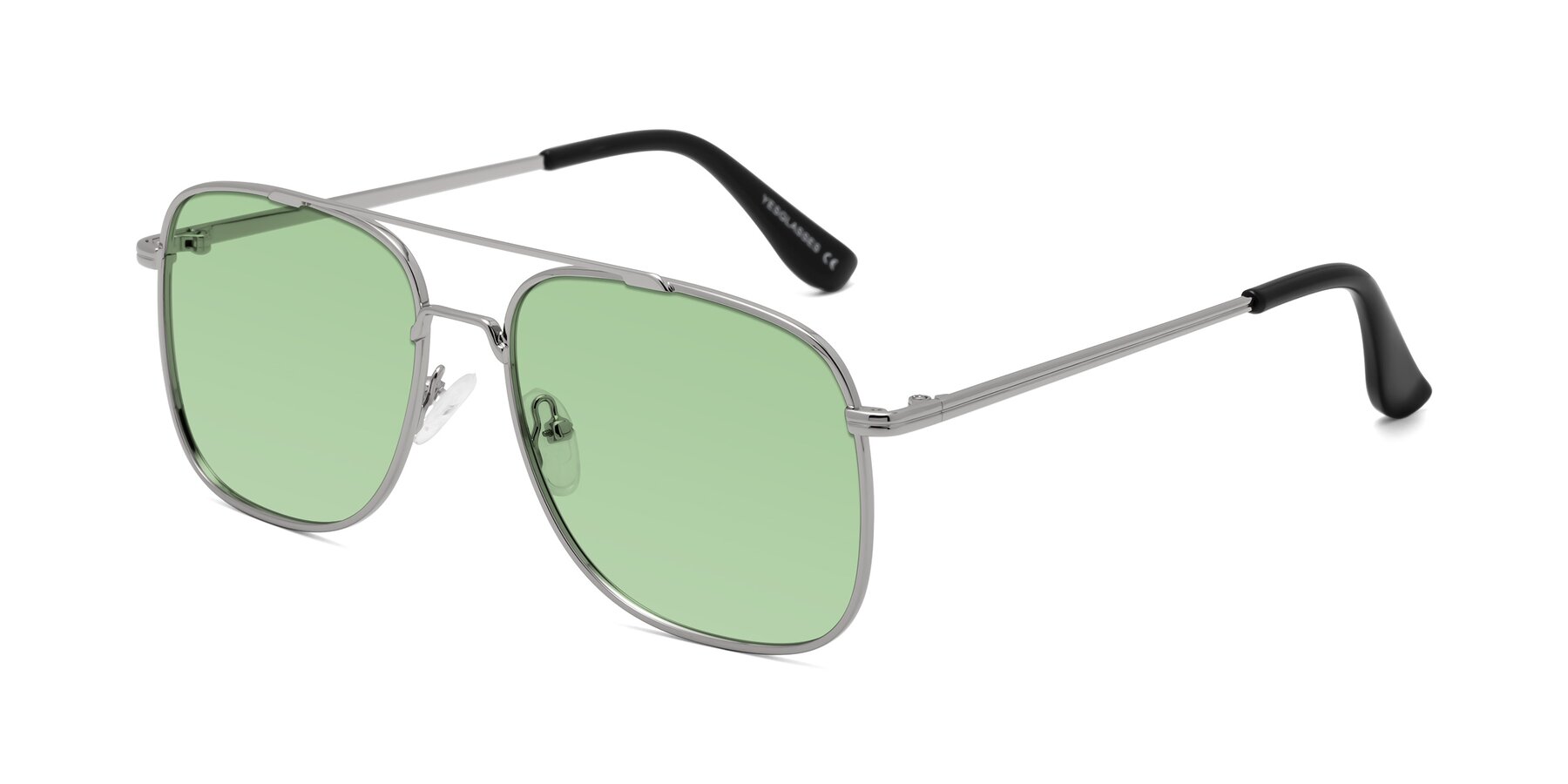 Angle of Merry in Silver with Medium Green Tinted Lenses