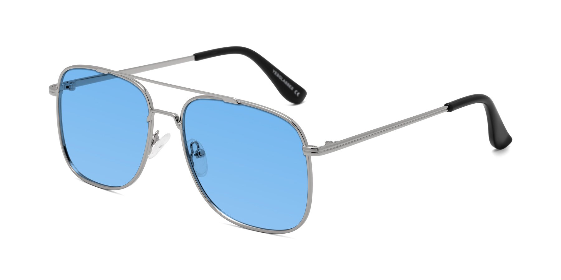 Angle of Merry in Silver with Medium Blue Tinted Lenses