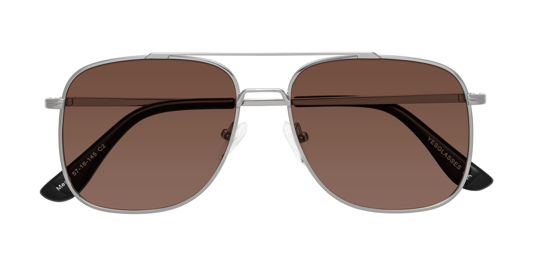 Folded Front of Merry in Silver with Brown Tinted Lenses