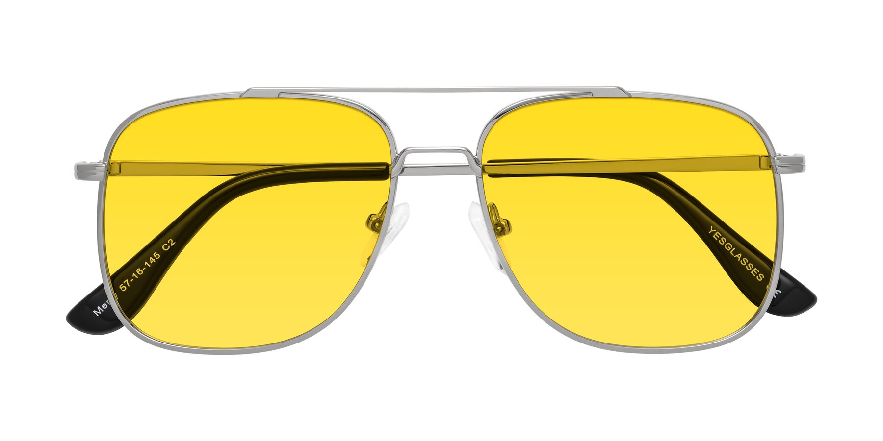 Folded Front of Merry in Silver with Yellow Tinted Lenses