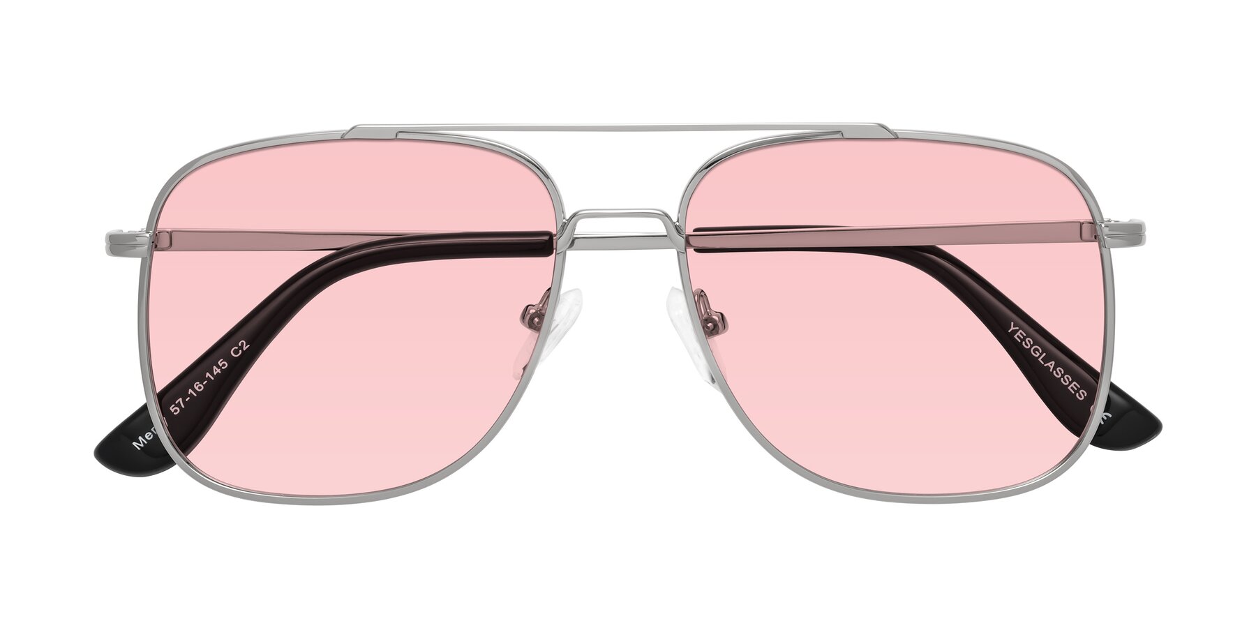 Folded Front of Merry in Silver with Light Garnet Tinted Lenses