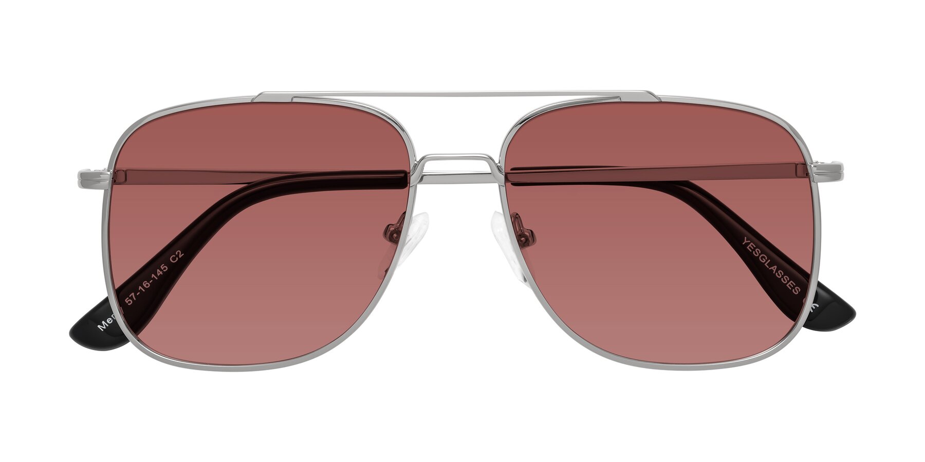 Folded Front of Merry in Silver with Garnet Tinted Lenses