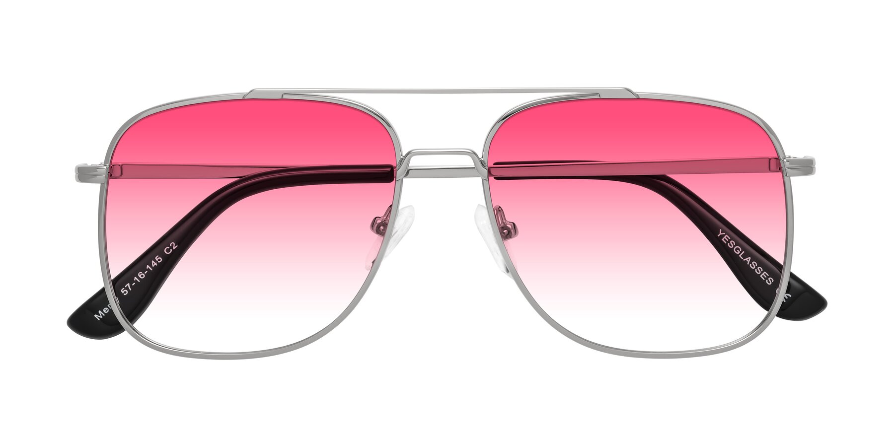 Folded Front of Merry in Silver with Pink Gradient Lenses