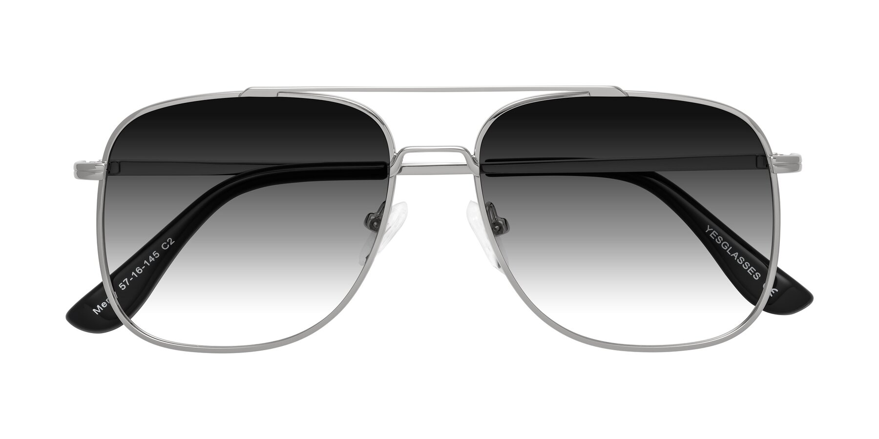 Folded Front of Merry in Silver with Gray Gradient Lenses