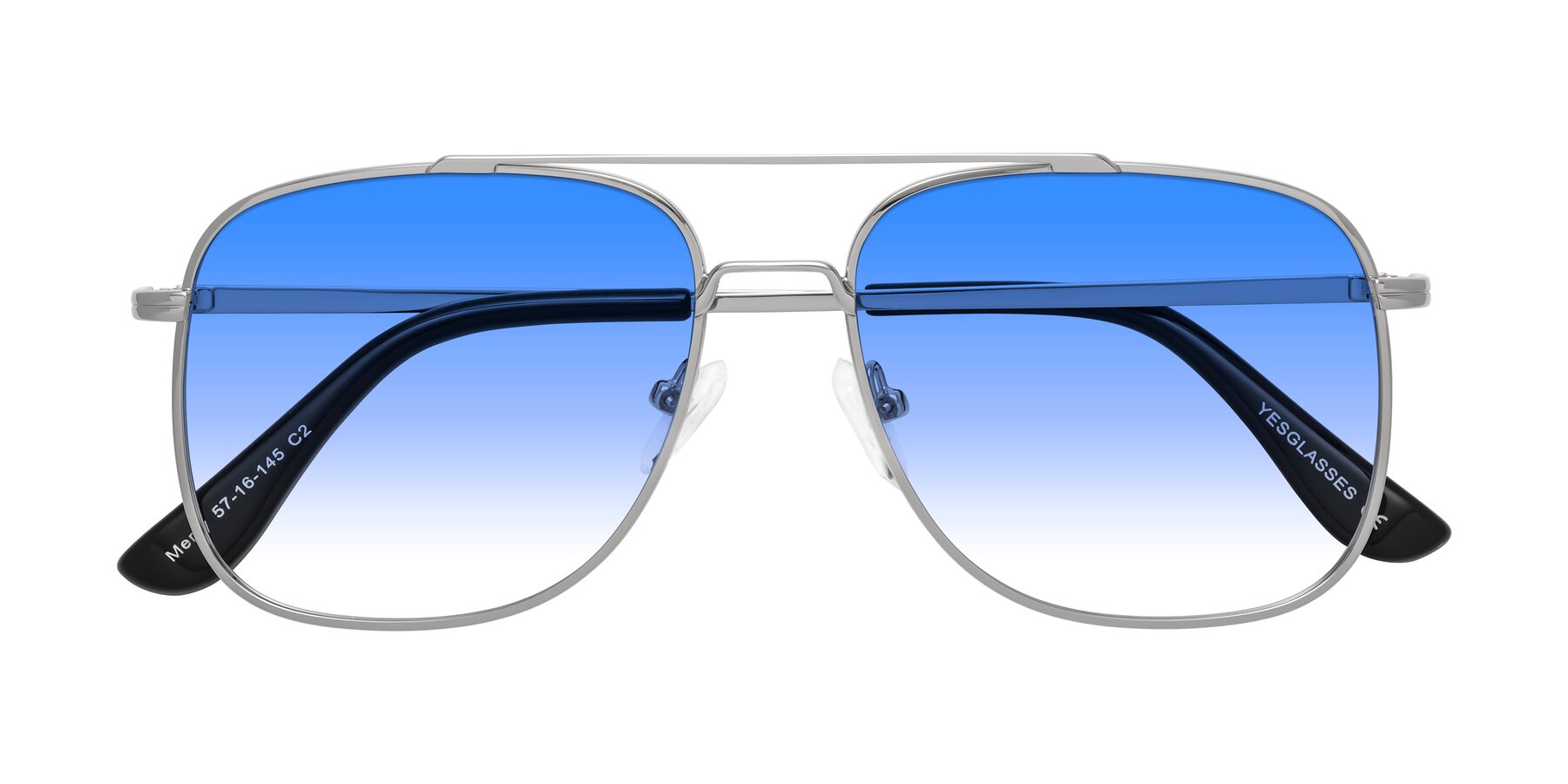 Folded Front of Merry in Silver with Blue Gradient Lenses