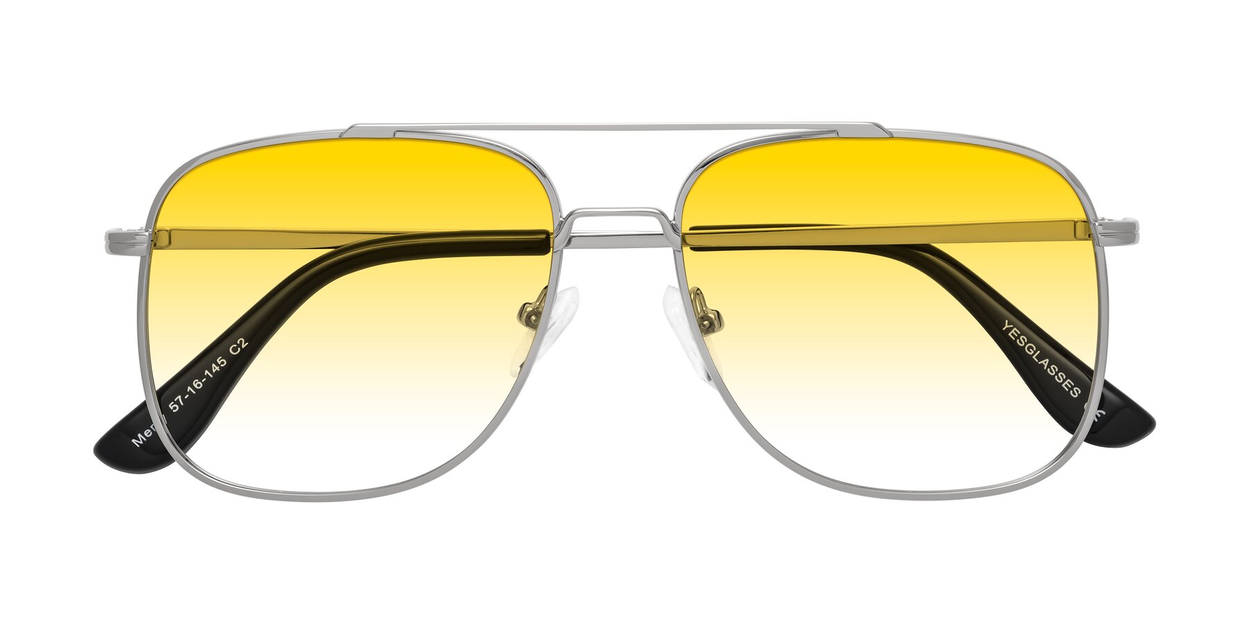 Folded Front of Merry in Silver with Yellow Gradient Lenses