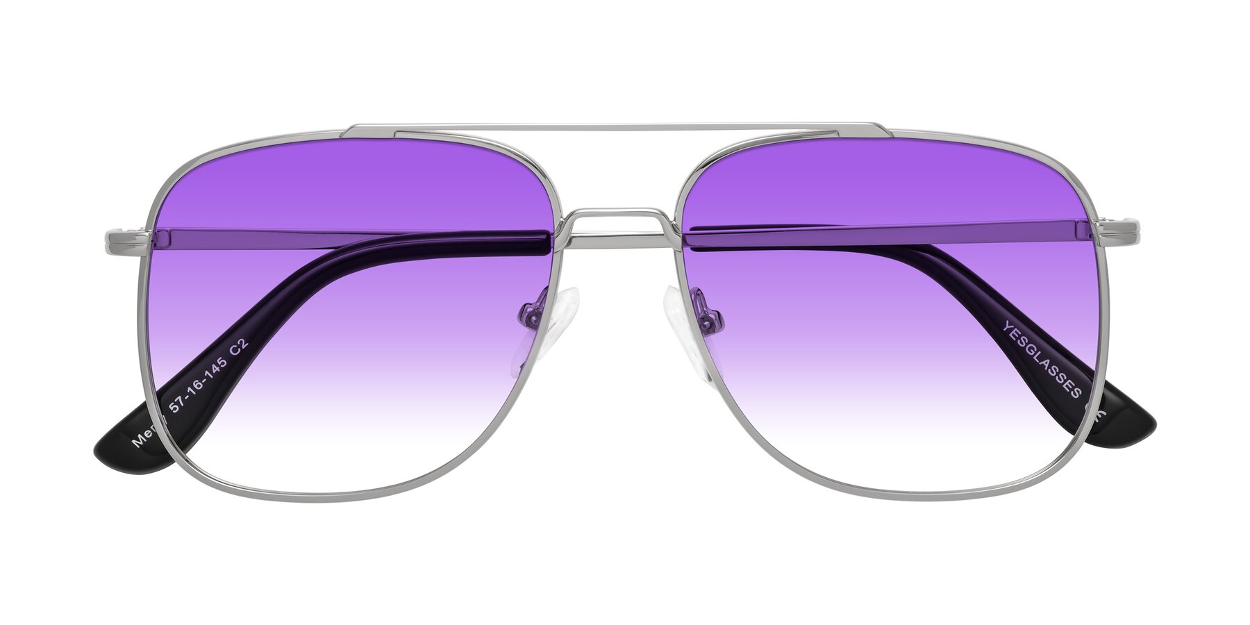 Folded Front of Merry in Silver with Purple Gradient Lenses