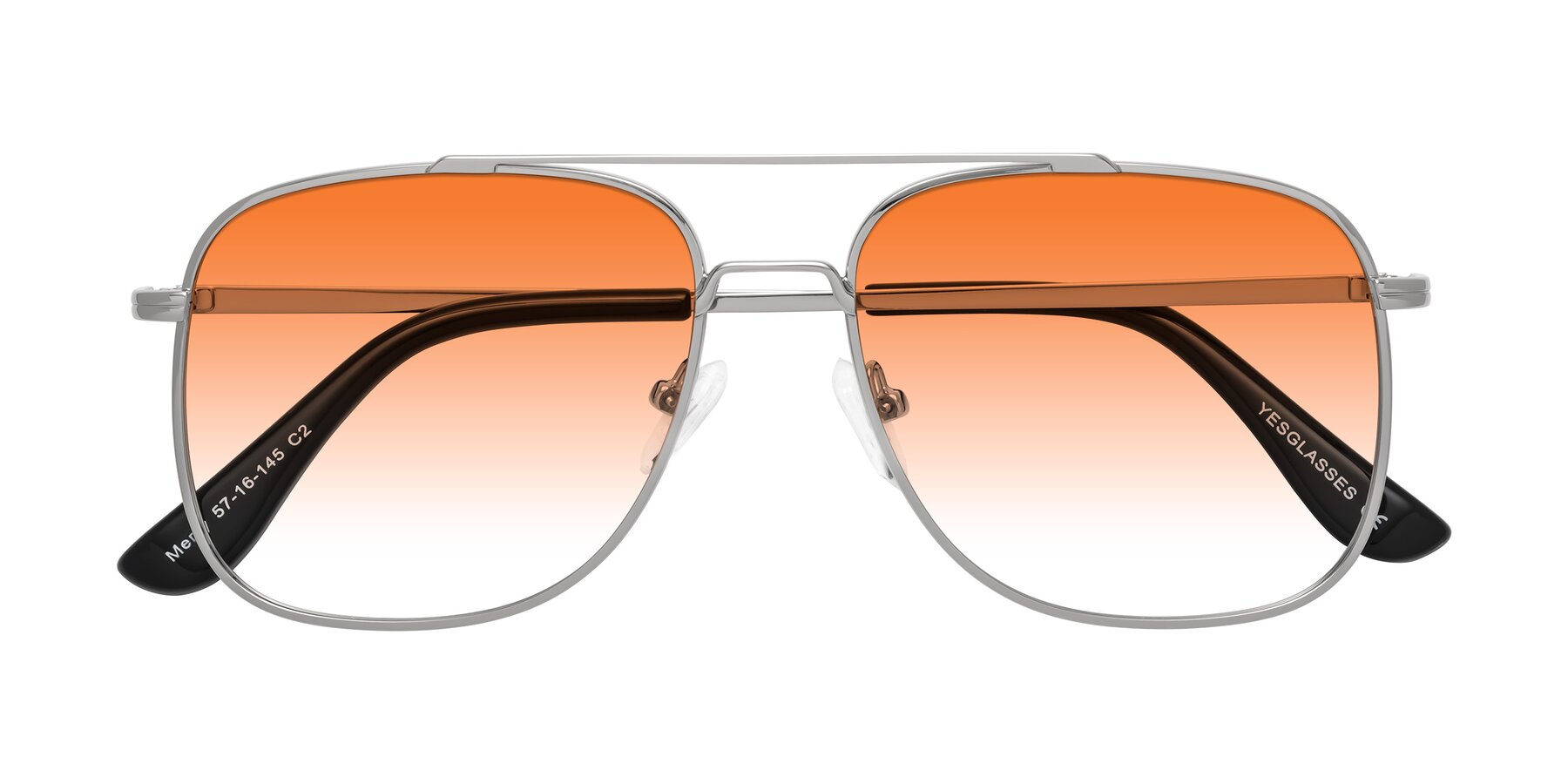 Folded Front of Merry in Silver with Orange Gradient Lenses