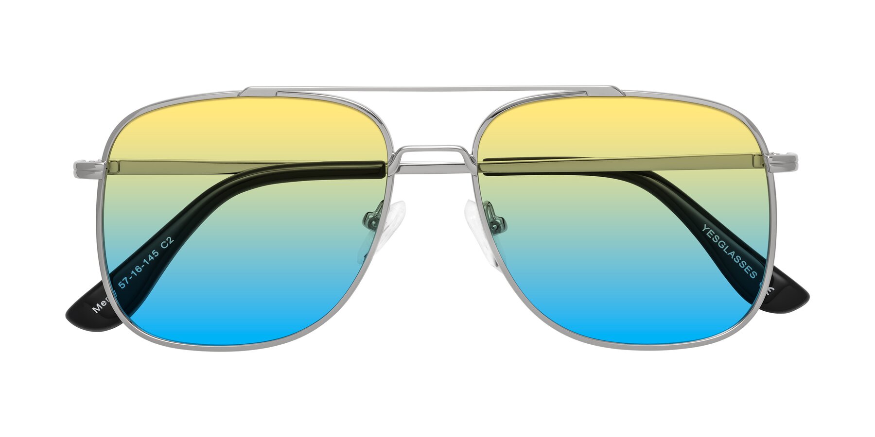 Folded Front of Merry in Silver with Yellow / Blue Gradient Lenses