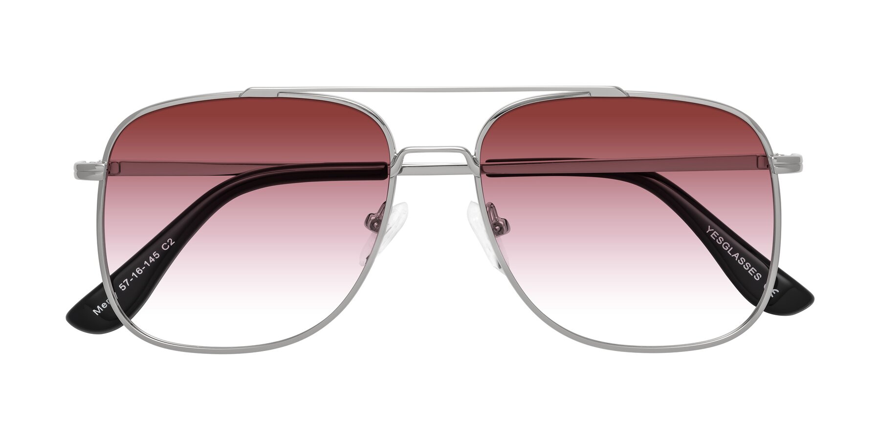 Folded Front of Merry in Silver with Garnet Gradient Lenses