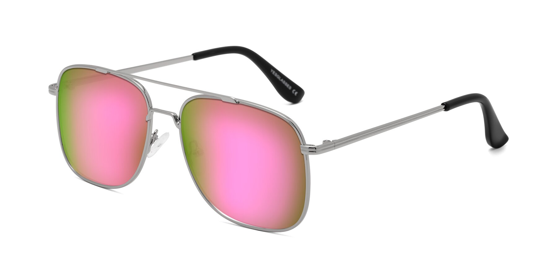 Angle of Merry in Silver with Pink Mirrored Lenses