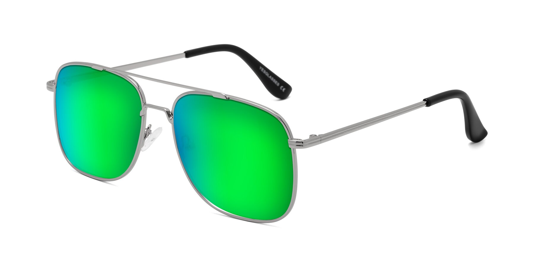 Angle of Merry in Silver with Green Mirrored Lenses