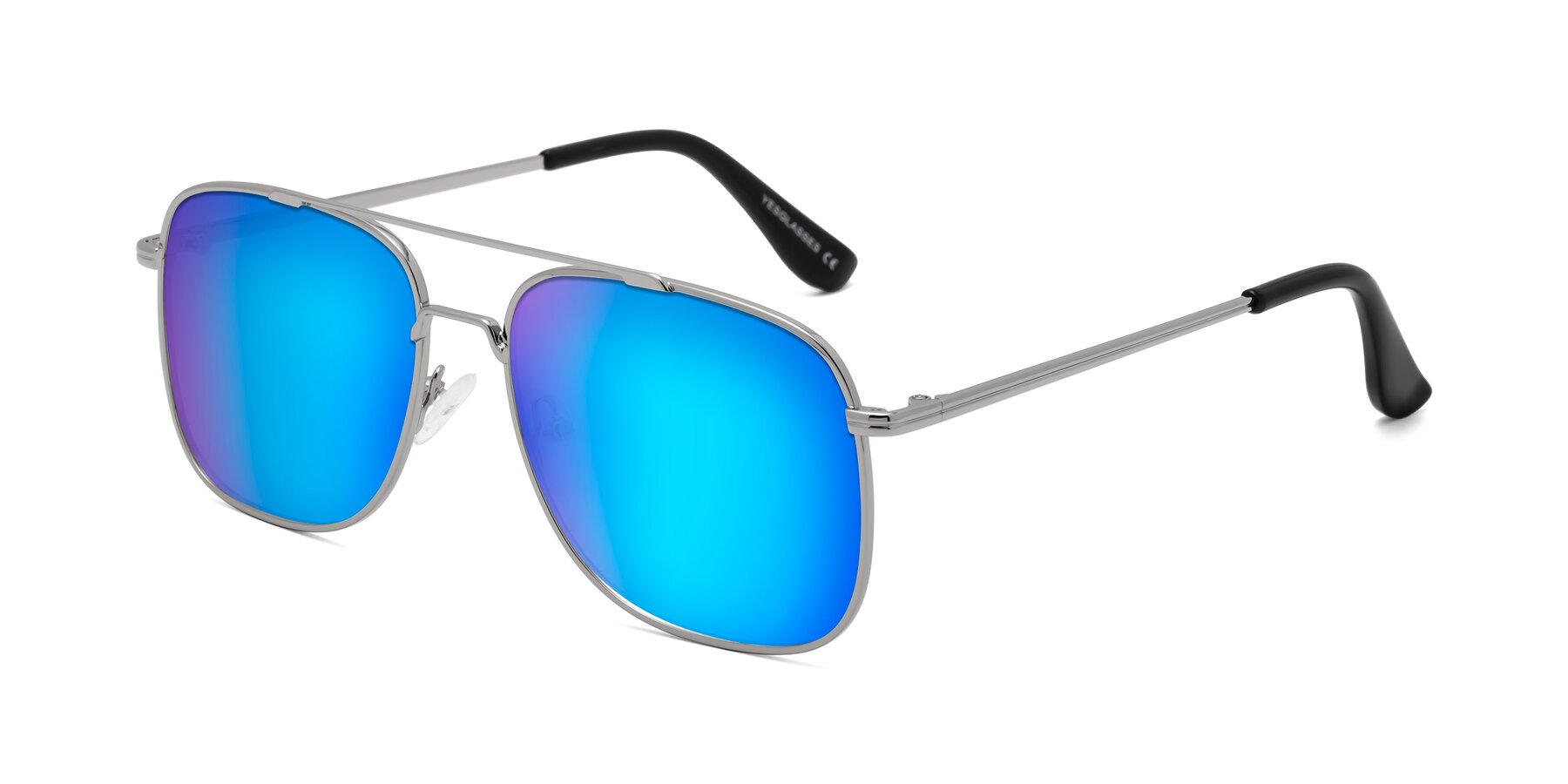 Angle of Merry in Silver with Blue Mirrored Lenses