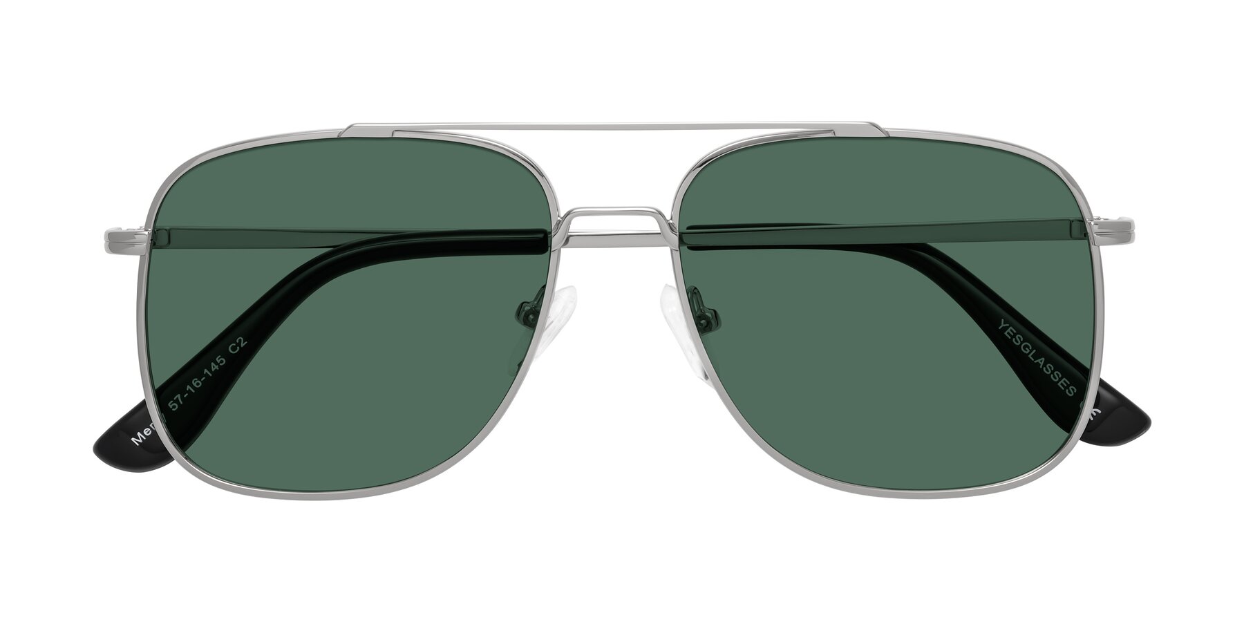 Folded Front of Merry in Silver with Green Polarized Lenses