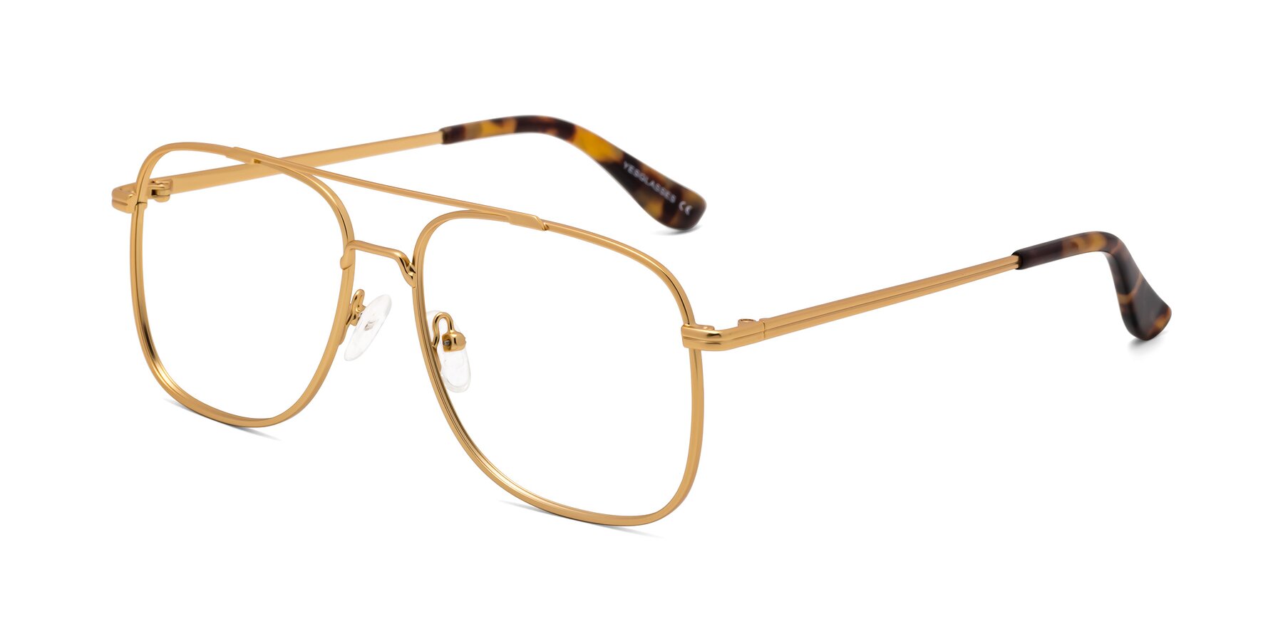 Angle of Merry in Matte Gold with Clear Eyeglass Lenses