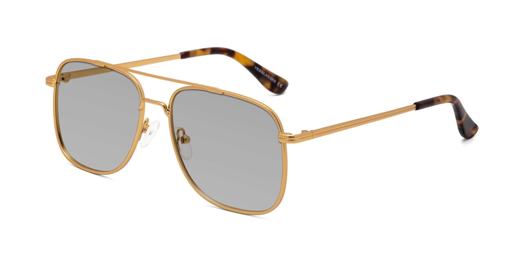 Angle of Merry in Matte Gold with Light Gray Tinted Lenses