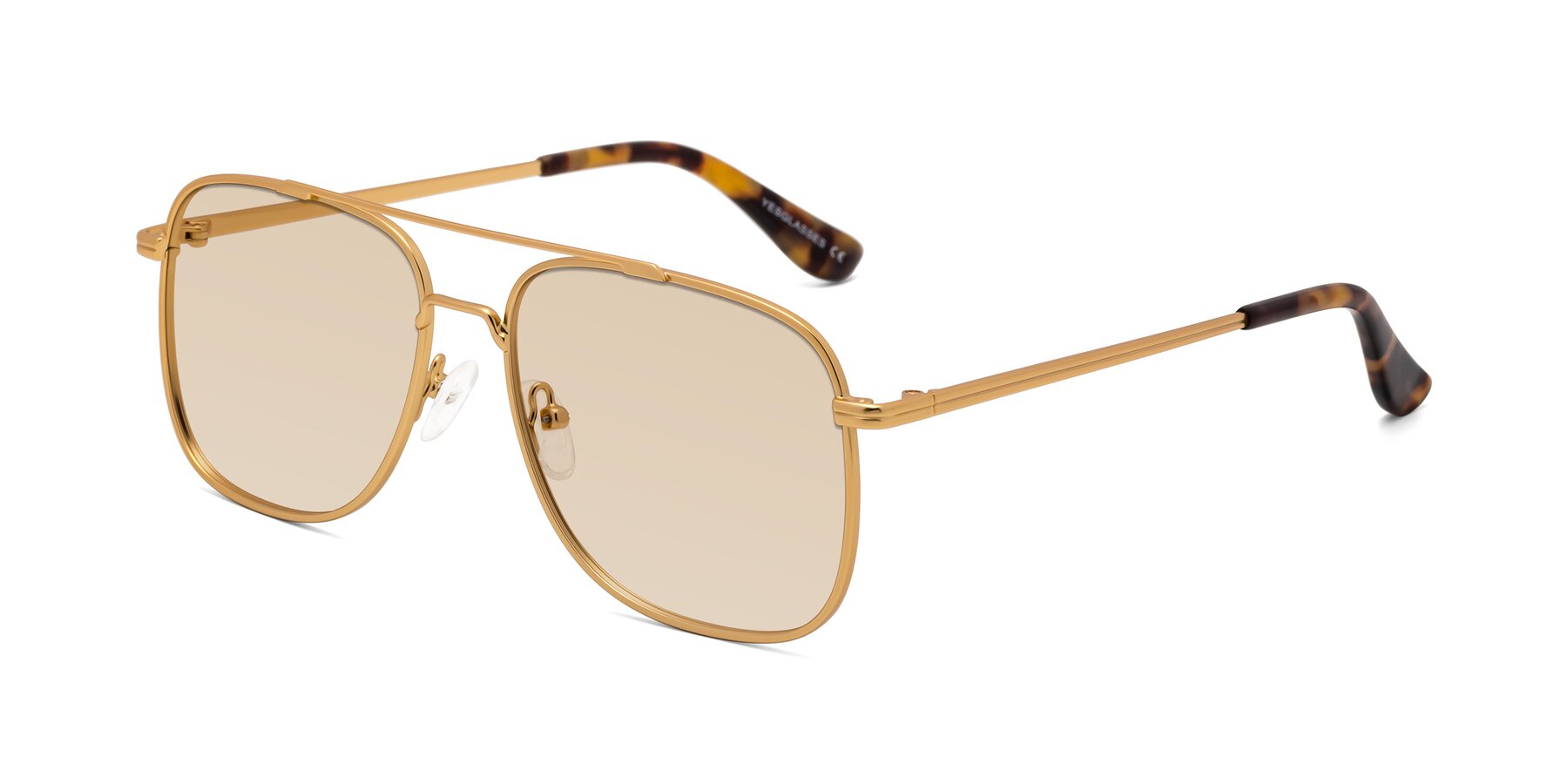 Angle of Merry in Matte Gold with Light Brown Tinted Lenses