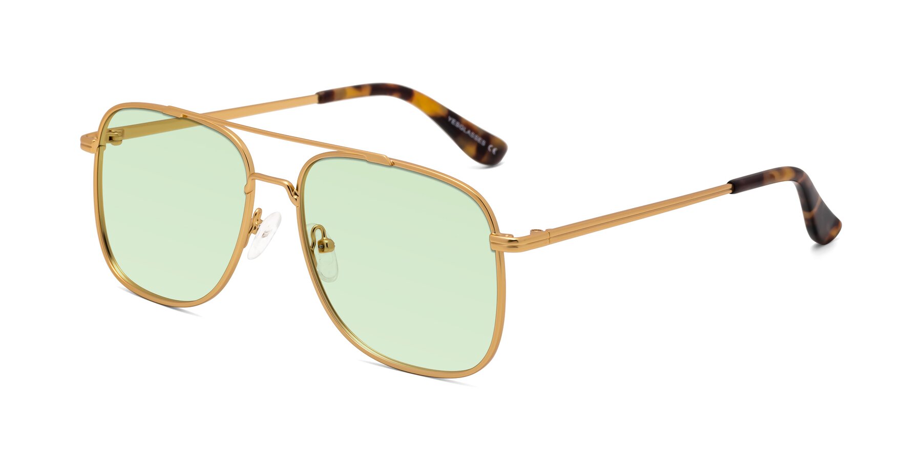 Angle of Merry in Matte Gold with Light Green Tinted Lenses