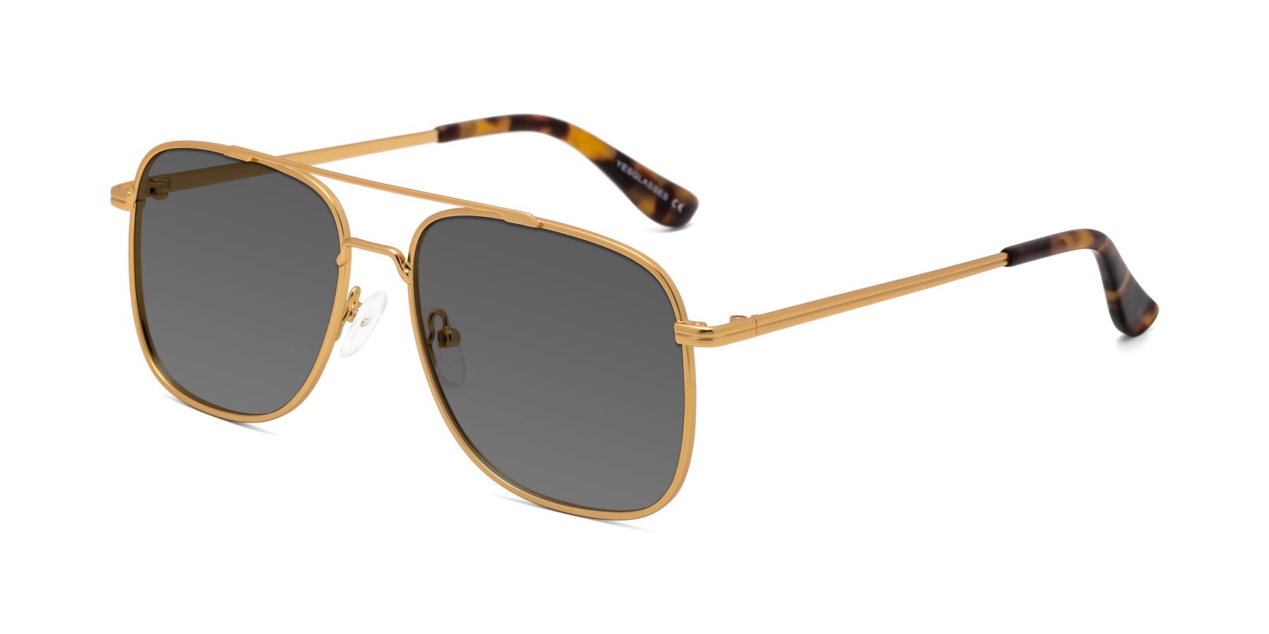 Angle of Merry in Matte Gold with Medium Gray Tinted Lenses