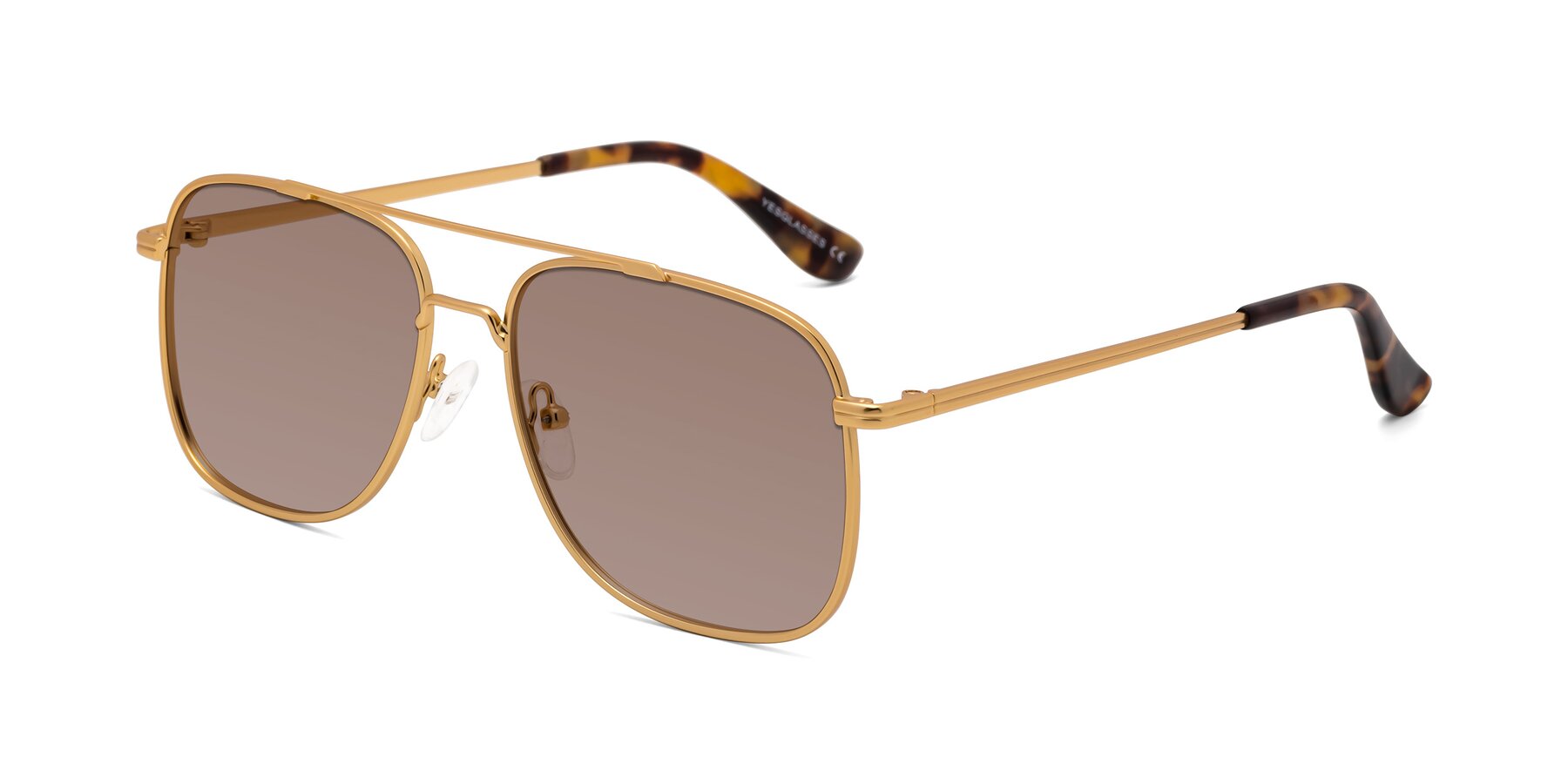 Angle of Merry in Matte Gold with Medium Brown Tinted Lenses