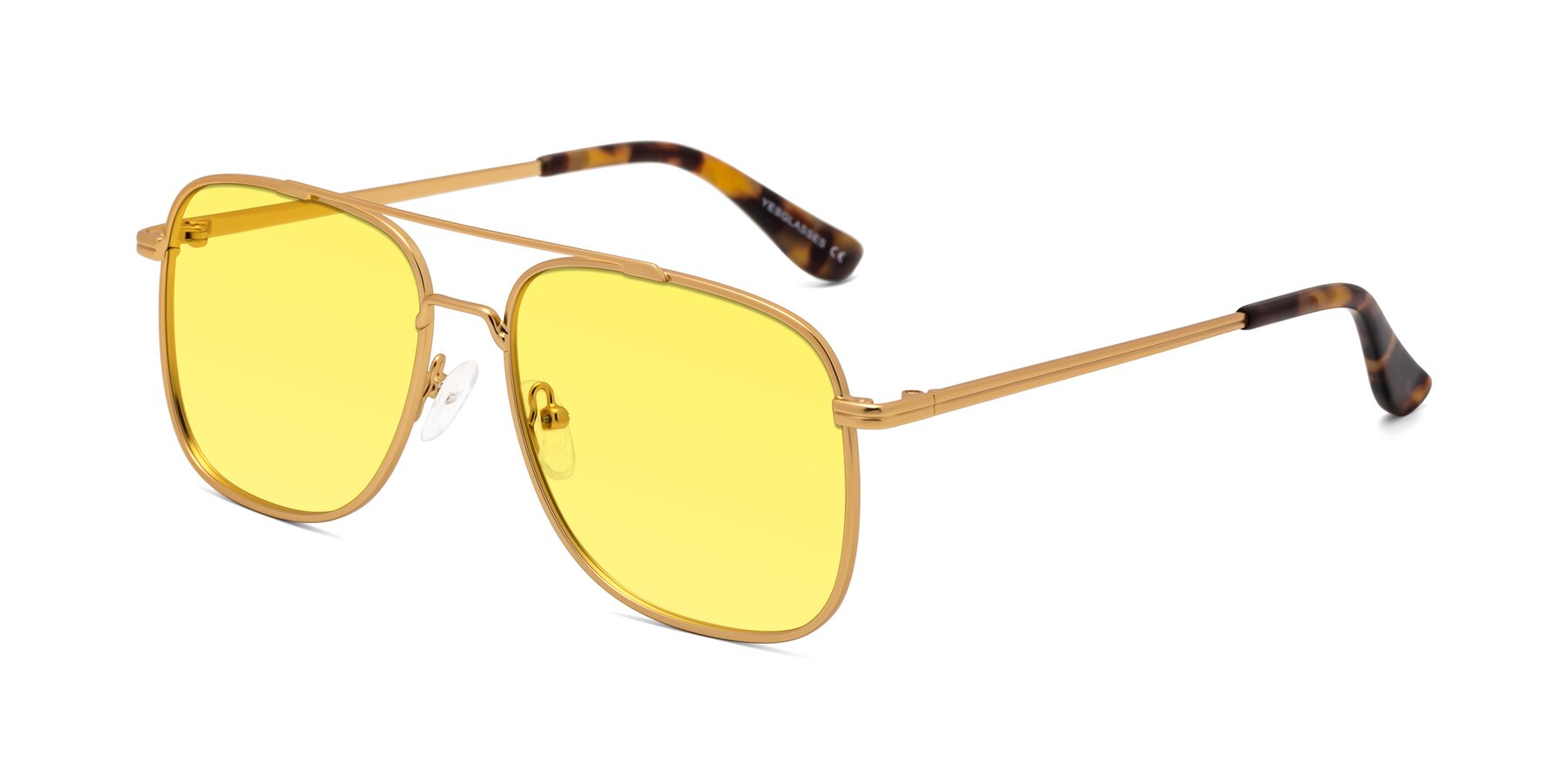 Angle of Merry in Matte Gold with Medium Yellow Tinted Lenses