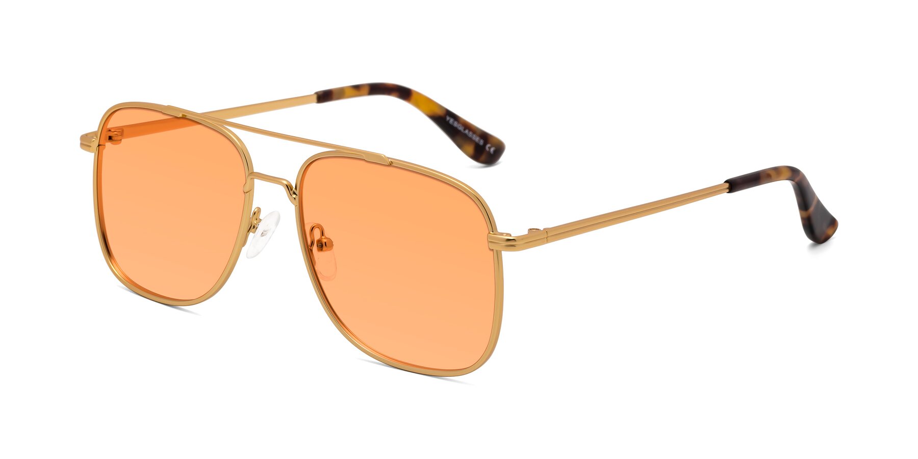 Angle of Merry in Matte Gold with Medium Orange Tinted Lenses