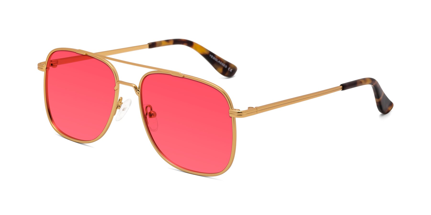 Angle of Merry in Matte Gold with Red Tinted Lenses