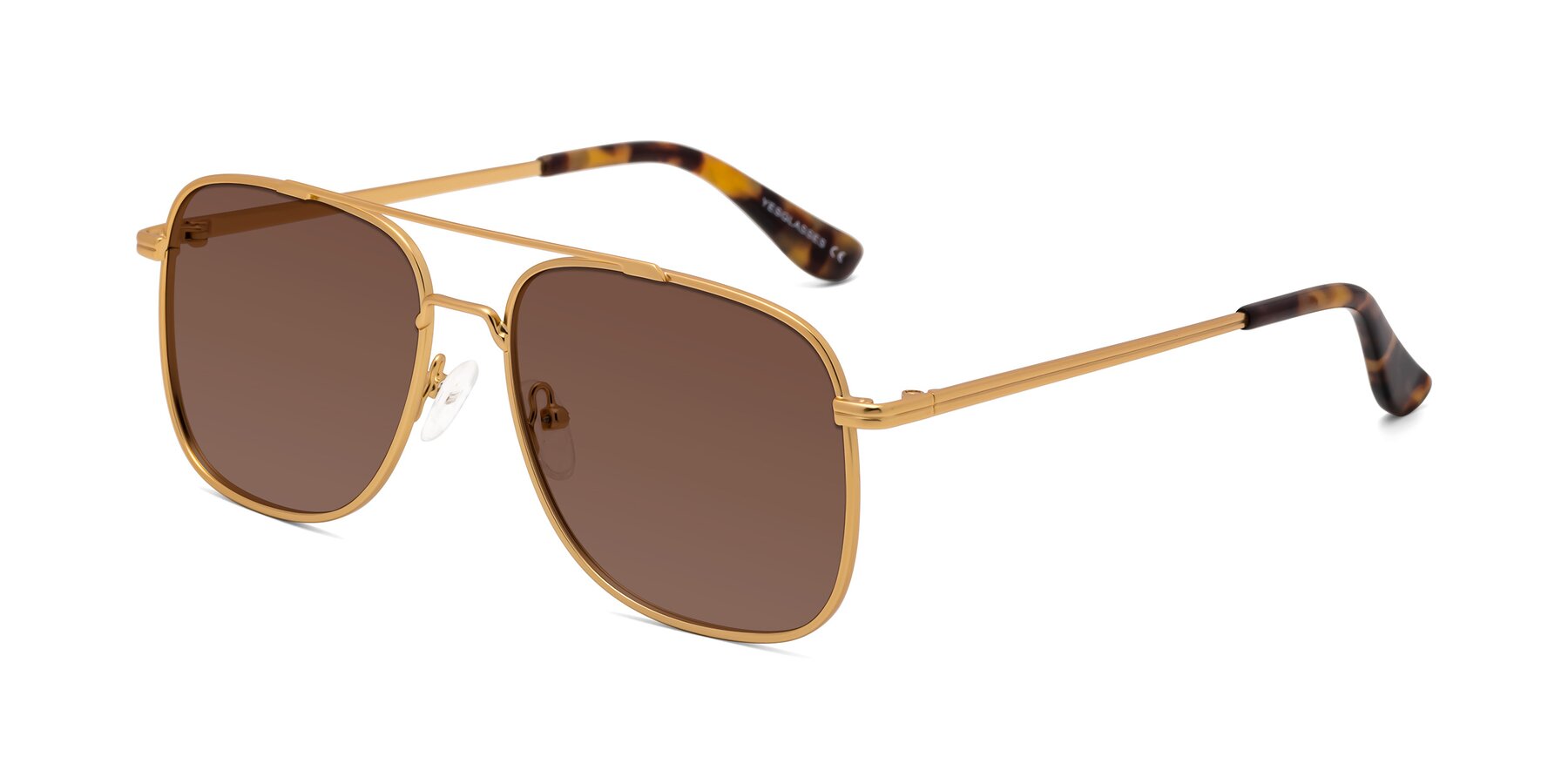 Angle of Merry in Matte Gold with Brown Tinted Lenses