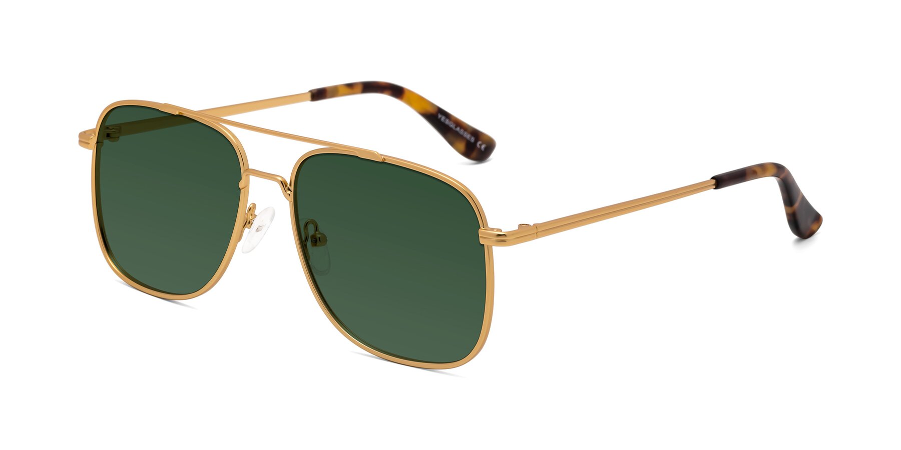 Angle of Merry in Matte Gold with Green Tinted Lenses